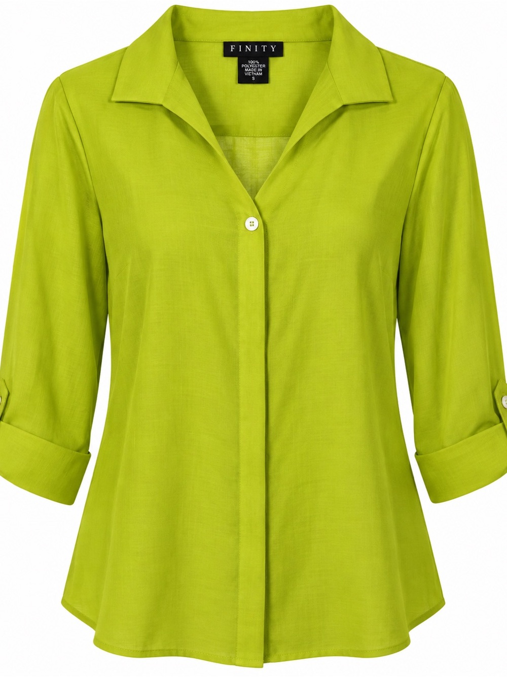 Finity Bright Lime Green Button-Front Women's Shirt